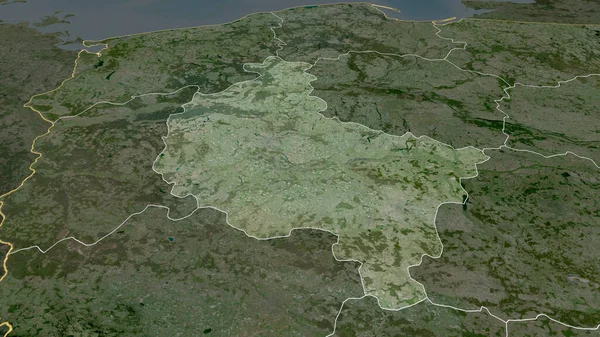 Grande Pologne Voïvodie Pologne Zoomé Souligné Imagerie Satellite Rendu — Photo