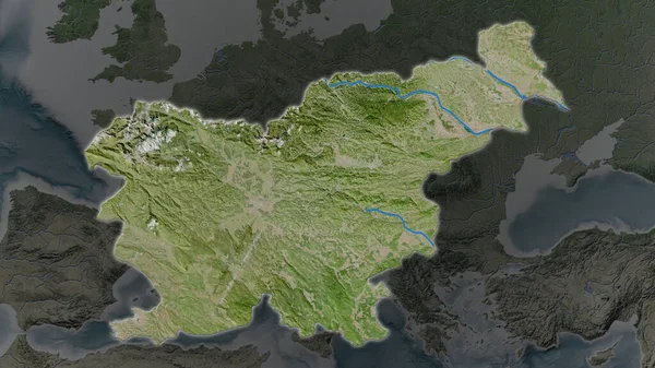 Eslovenia Área Ampliada Brilló Sobre Fondo Oscuro Sus Alrededores Imágenes — Foto de Stock