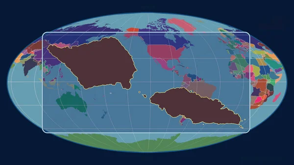 Zoomed View Samoa Outline Perspective Lines Global Map Mollweide Projection — Stock Photo, Image