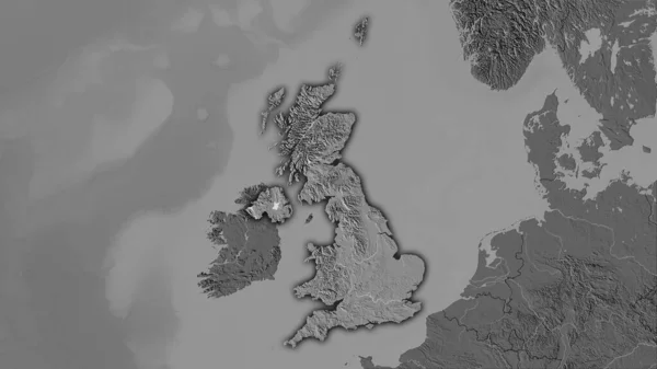 Obszar Zjednoczonego Królestwa Dwupoziomowej Mapie Wysokości Projekcji Stereograficznej Surowa Kompozycja — Zdjęcie stockowe