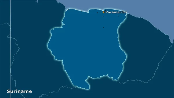 Área Suriname Mapa Sólido Projeção Estereográfica Composição Principal — Fotografia de Stock