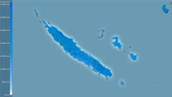 Precipitação Anual Dentro Área Nova Caledônia Projeção Estereográfica Com Legenda — Fotografia de Stock