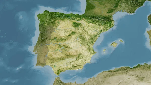 Španělsko Mapě Satelitu Stereografické Projekci Hrubé Složení Rastrových Vrstev — Stock fotografie