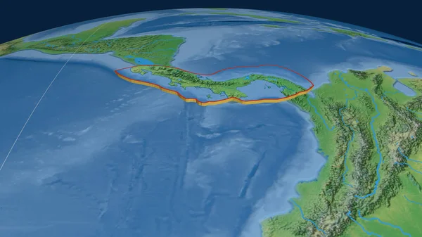 Panama Tektonik Plakası Dünyaya Yayıldı Doğal Dünya Topografik Haritası Görüntüleme — Stok fotoğraf