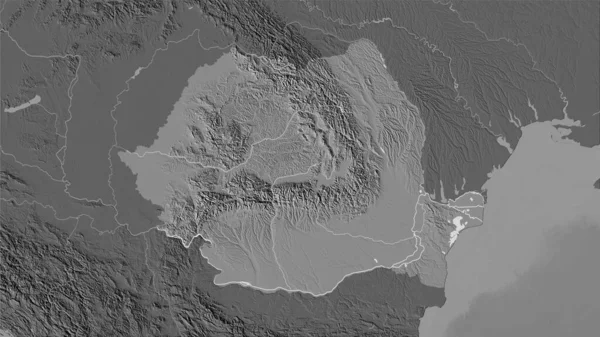 Zona Rumanía Mapa Elevación Bilevel Proyección Estereográfica Composición Bruta Las — Foto de Stock