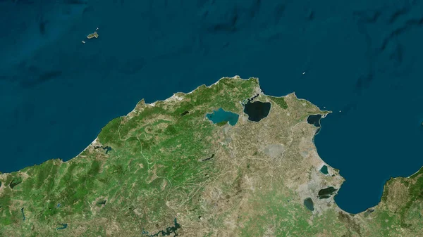 Bizerte Tunus Valisi Uydu Görüntüleri Ülke Alanına Göre Şekillendirilmiş Görüntüleme — Stok fotoğraf