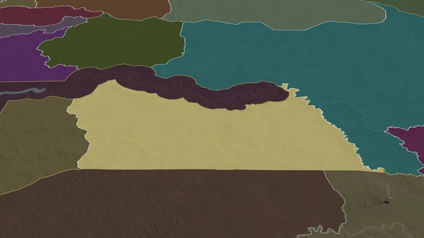 Кольда Регион Сенегала Увеличенный Выделенный Цветная Карта Административного Деления Рендеринг — стоковое фото