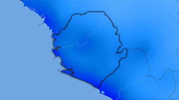 立体投影中年度降水图上的塞拉利昂地区 暗光轮廓光栅层的原始组成 — 图库照片