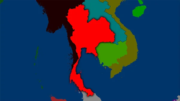 Таїланд Карті Адміністративного Поділу Стереографічній Проекції Сира Композиція Растрових Шарів — стокове фото