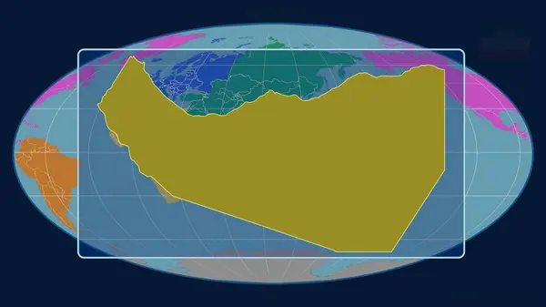 Mollweide Projeksiyonundaki Küresel Bir Haritaya Karşı Somaliland Perspektif Çizgileri Ile — Stok fotoğraf