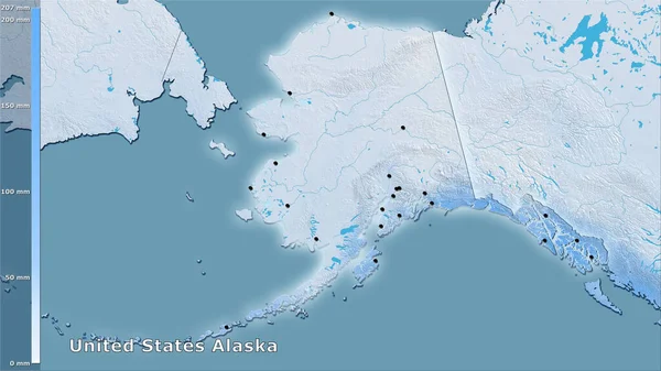 Opady Najsuchszych Miesięcy Terenie Stanów Zjednoczonych Alaska Projekcji Stereograficznej Legendą — Zdjęcie stockowe