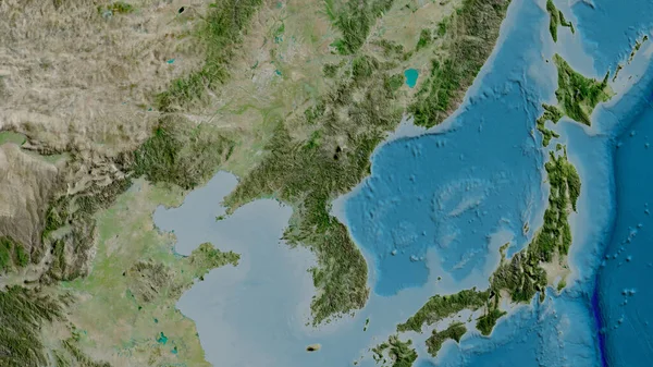 Noord Korea Zoomde Buurt Satellietbeelden Weergave — Stockfoto