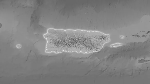Oblast Portorika Mapě Nadmořské Výšky Stupních Šedi Stereografické Projekci Hrubé — Stock fotografie