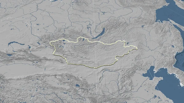 Монголія Околиці Вирішальна Перспектива Обриси Мапа Висот — стокове фото