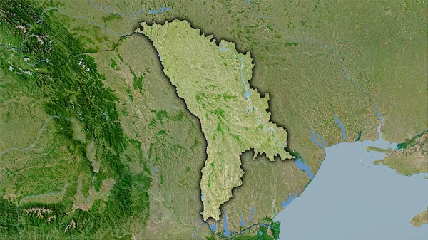 Moldova Területe Műholdas Térképen Sztereográfiai Vetítés Nyers Összetétele Raszter Rétegek — Stock Fotó