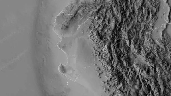 ピウラ ペルーの地域 湖や川とグレースケールの地図 形状は その国の領域に対して概説 3Dレンダリング — ストック写真