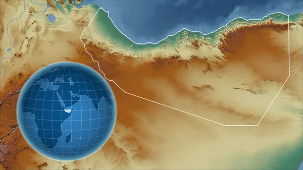 Somaliland Globo Con Forma Del Paese Contro Mappa Ingrandita Con — Foto Stock