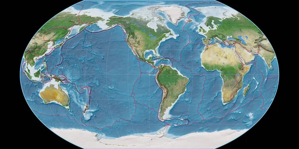 Mapa Del Mundo Proyección Kavraisky Vii Centrado Longitud Oeste Imágenes — Foto de Stock