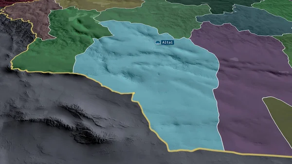 Govi Altay Provincie Mongolsko Přiblížil Zvýraznil Kapitálem Barevná Poďobaná Mapa — Stock fotografie