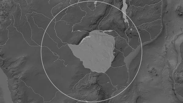 Ampliata Area Dello Zimbabwe Circondata Cerchio Sullo Sfondo Del Suo — Foto Stock