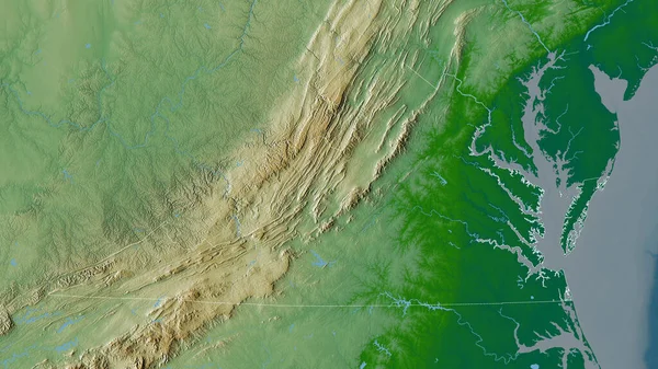 Virginia Egyesült Államok Színes Árnyalatok Tavakkal Folyókkal Alakzat Körvonalazódik Ország — Stock Fotó