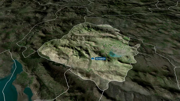 Kirsehir Provinsen Turkiet Zoomas Och Betonas Med Kapital Satellitbilder Rendering — Stockfoto