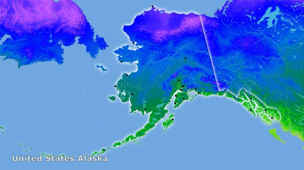 Gebiet Der Vereinigten Staaten Alaska Auf Der Jährlichen Temperaturkarte Der — Stockfoto
