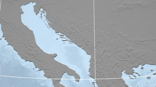 Montenegro Bairro Perspectiva Distante Sem Contorno Mapa Elevação Escala Cinza — Fotografia de Stock