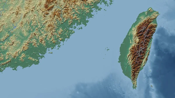 Taiwan Close Perspectief Van Het Land Geen Overzicht Topografische Reliëfkaart — Stockfoto