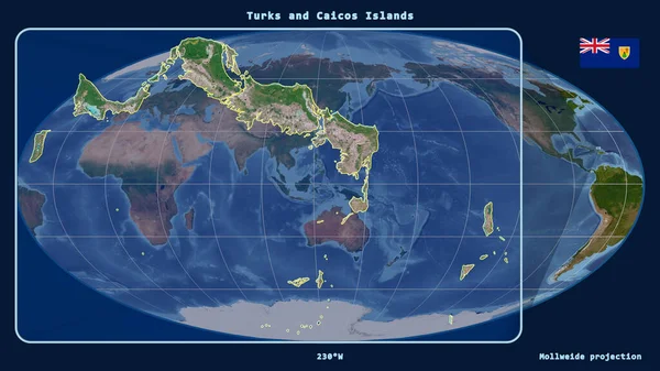 Vergrößerte Ansicht Der Turks Und Caicosinseln Mit Perspektivischen Linien Gegen — Stockfoto