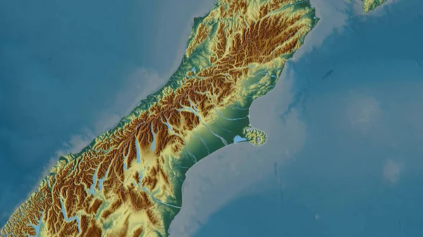 Canterbury Regionfullmäktige Nya Zeeland Färgad Lättnad Med Sjöar Och Floder — Stockfoto