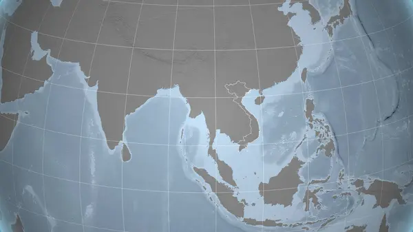 ベトナム 国の概要と遠くの視点 グレースケール標高図 — ストック写真