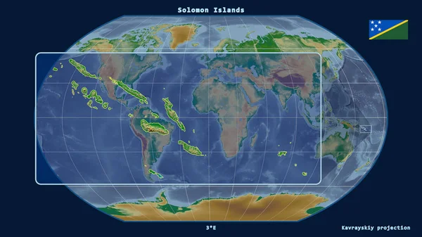 Vergrößerte Ansicht Der Salomonen Mit Perspektivischen Linien Gegen Eine Weltkarte — Stockfoto