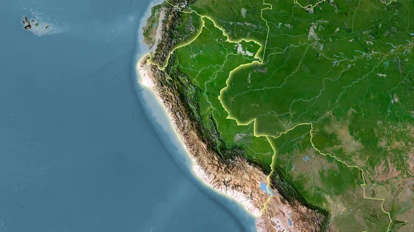 Stereografik projeksiyondaki C uydusundaki Peru bölgesi - ışık saçan ana hatlı raster katmanlarının ham bileşimi