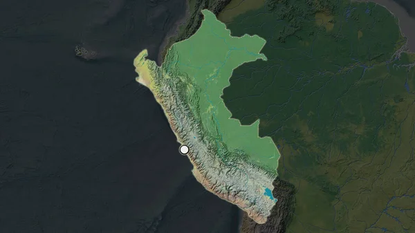 Zona Destacada Perú Con Punto Capital Mapa Desaturado Barrio Mapa — Foto de Stock