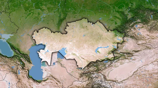 Area Kazakistan Sulla Mappa Satellitare Nella Proiezione Stereografica Composizione Grezza — Foto Stock