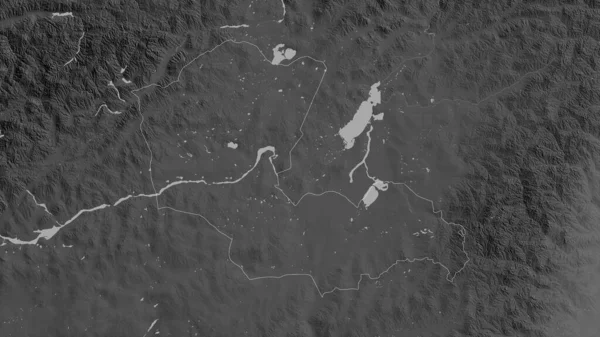 モンゴル国ドルノー県 湖や川とグレースケールの地図 形状は その国の領域に対して概説 3Dレンダリング — ストック写真