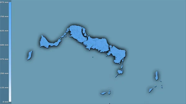 Türkler Caicos Adaları Nda Efsanevi Stereografik Projeksiyonda Yıllık Yağış Koyu — Stok fotoğraf