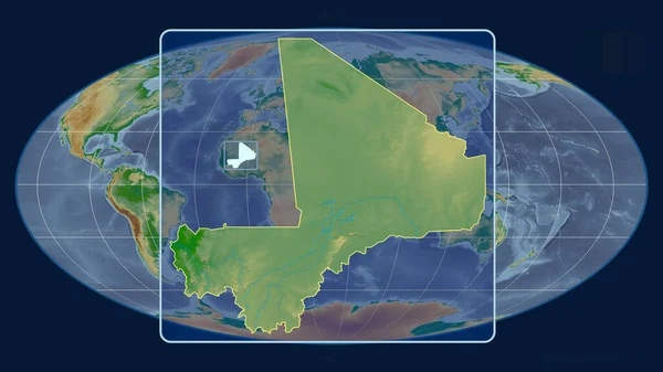 Vista Ampliada Del Esquema Malí Con Líneas Perspectiva Contra Mapa —  Fotos de Stock