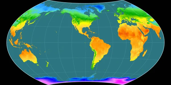 Světová Mapa Projekci Wagner Viii Soustředila Západní Délky Průměrná Roční — Stock fotografie