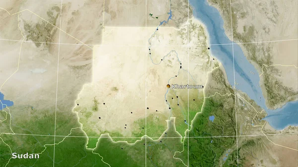 Sudão Área Mapa Satélite Projeção Estereográfica Composição Principal — Fotografia de Stock