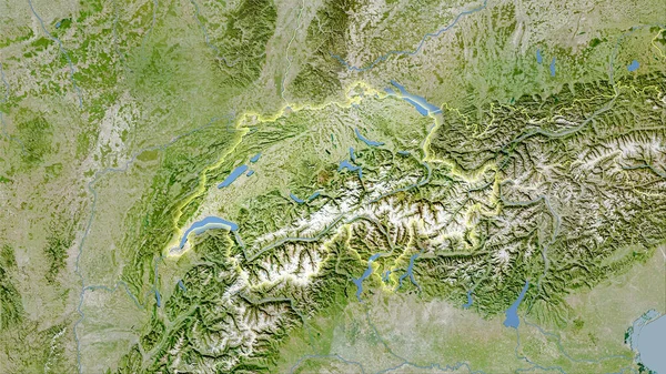 Suiza Satélite Mapa Proyección Estereográfica Composición Cruda Capas Trama Con — Foto de Stock