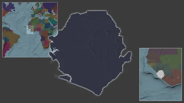 Крупный План Сьерра Леоне Расположение Регионе Центре Крупномасштабной Карты Мира — стоковое фото