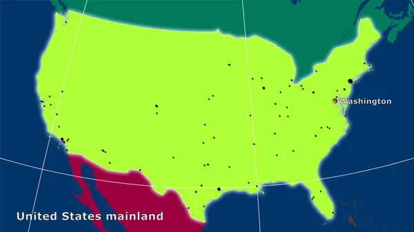 Förenta Staternas Fastlandsområde Kartan Över Administrativa Indelningar Den Stereografiska Prognosen — Stockfoto