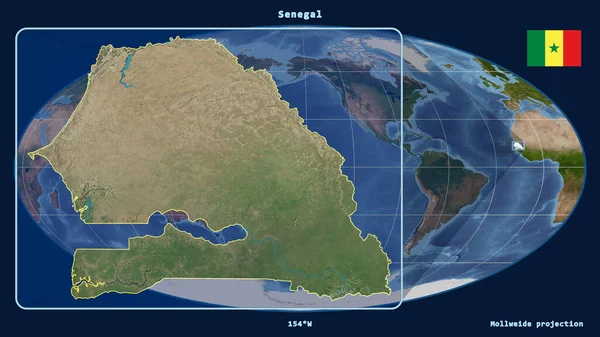 Zoomato Vista Del Profilo Del Senegal Con Linee Prospettiche Contro — Foto Stock