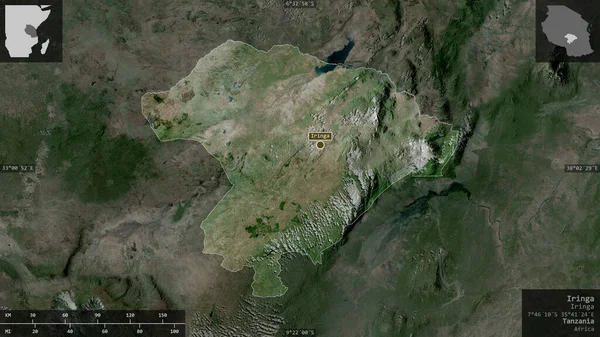 Iringa Region Tanzania Satellite Imagery Shape Presented Its Country Area — Stock Photo, Image