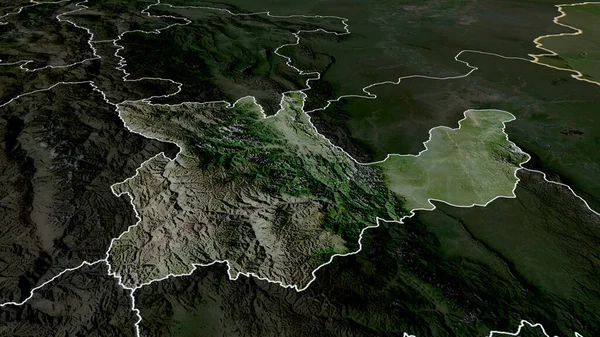 Huanuco Region Peru Powiększył Podkreślił Zdjęcia Satelitarne Renderowanie — Zdjęcie stockowe