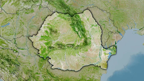 Rumänien Gebiet Auf Dem Satelliten Eine Karte Der Stereographischen Projektion — Stockfoto