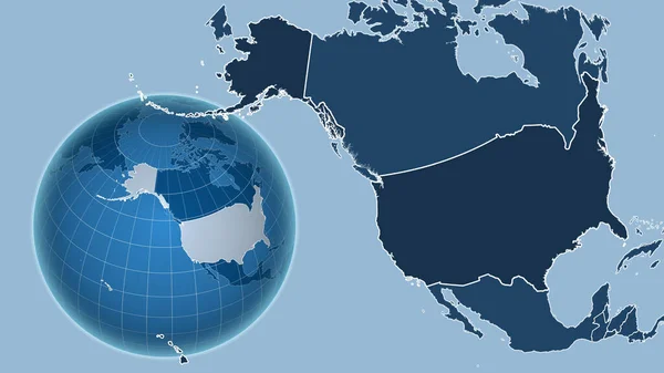 Förenta Staterna Alaska Globe Med Formen Landet Mot Zoomade Kartan — Stockfoto