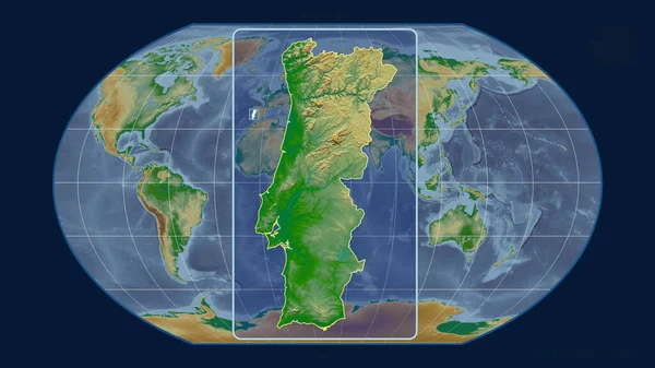 Zoomed View Portugal Outline Perspective Lines Global Map Kavrayskiy Projection — Stock Photo, Image